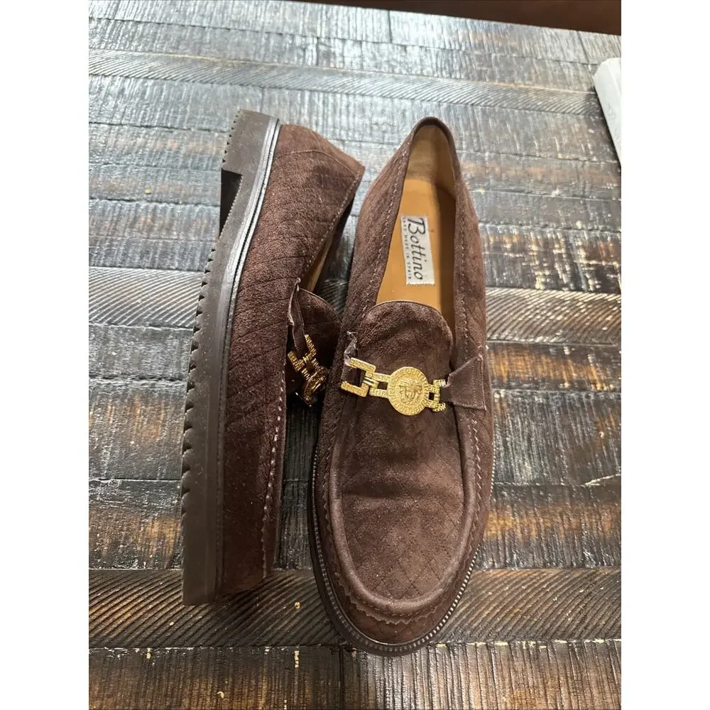 Vintage Bottino Men’s Suede Loafer 11.5 Spain Chunky Platform Chocolate Brown